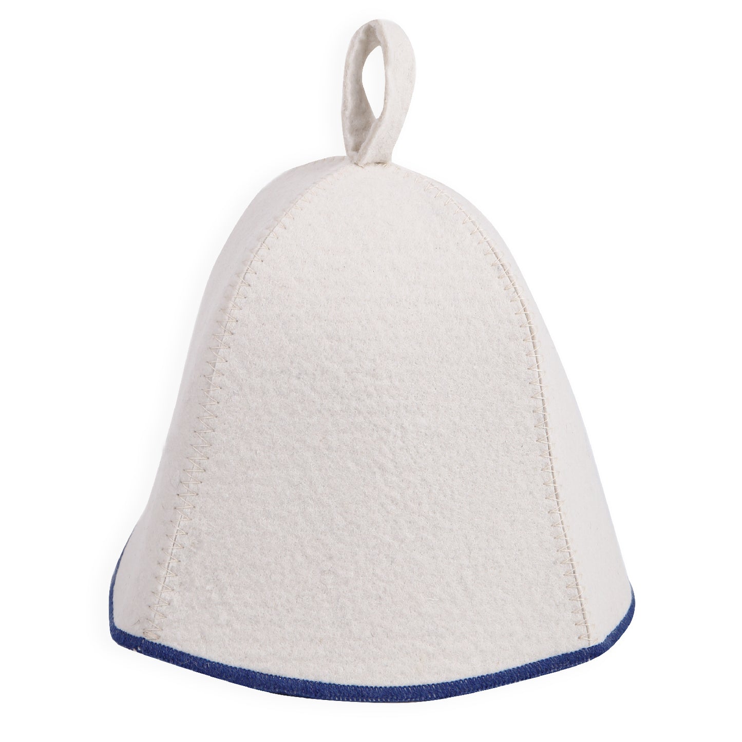 PetriStor Sauna Hat Comfort - Sauna Hat for Women - Wool Sauna Hat - Sauna Hat for Men - Bathhouse hat - Natural Felt Sauna Cap (White with Blue)