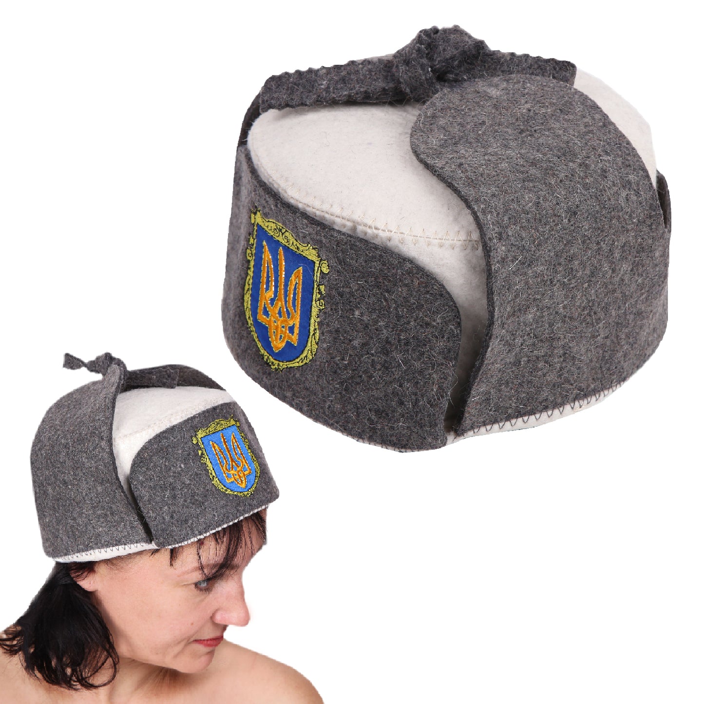PetriStor Traditional Sauna Hat Earflap - Sauna Hat for Women - Wool Sauna Hat - Sauna Hat for Men - Bathhouse hat - Natural Felt Sauna Cap (Gray)