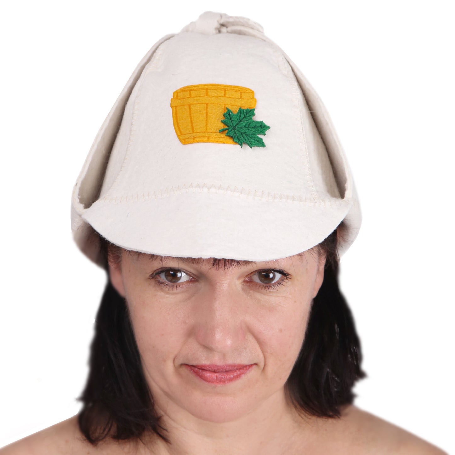 PetriStor Sauna Hat Sherlock Holmes - Sauna Hat for Men - Wool Sauna Hat - Sauna Hat for Women - Bathhouse hat - Natural Felt Sauna Cap (White)