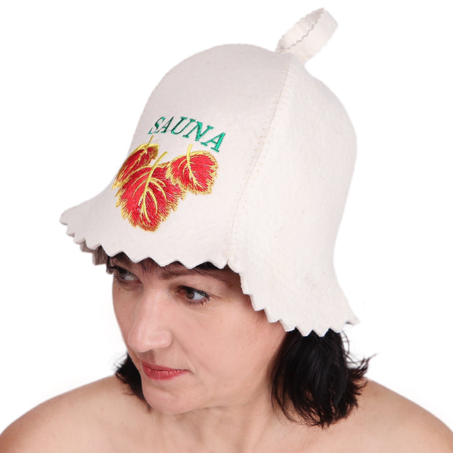 Sauna Hat Birch Leafs - Sauna Hat for Women - Wool Sauna Hat - Sauna Hat for Men - Bathhouse hat - Natural Felt Sauna Cap