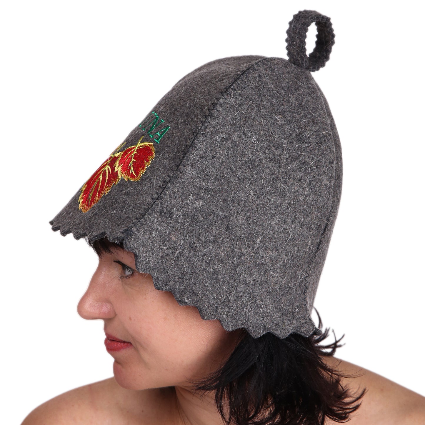 Sauna Hat Birch Leafs - Sauna Hat for Women - Wool Sauna Hat - Sauna Hat for Men - Bathhouse hat - Natural Felt Sauna Cap