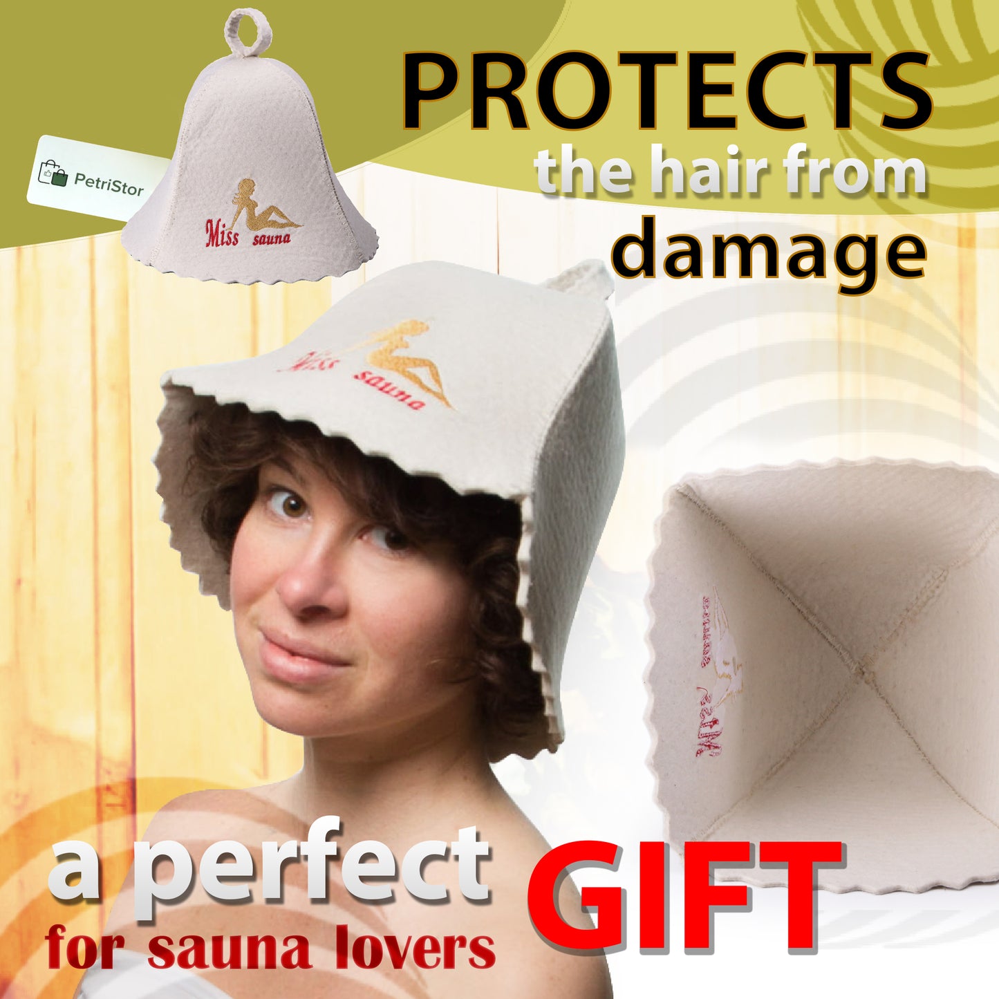 Wool Sauna Hat for Women Miss Sauna Protect Hair - Banya Hat for Men - Felt Wool 100% Natural - Sauna Hair Protector