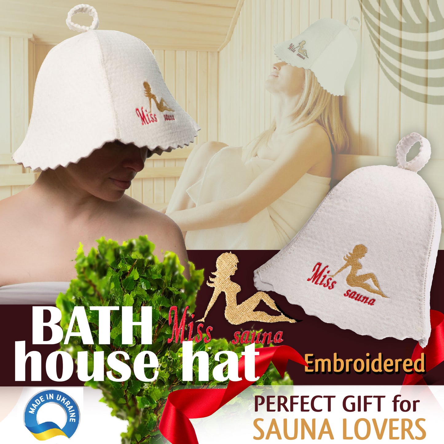 Wool Sauna Hat for Women Miss Sauna Protect Hair - Banya Hat for Men - Felt Wool 100% Natural - Sauna Hair Protector