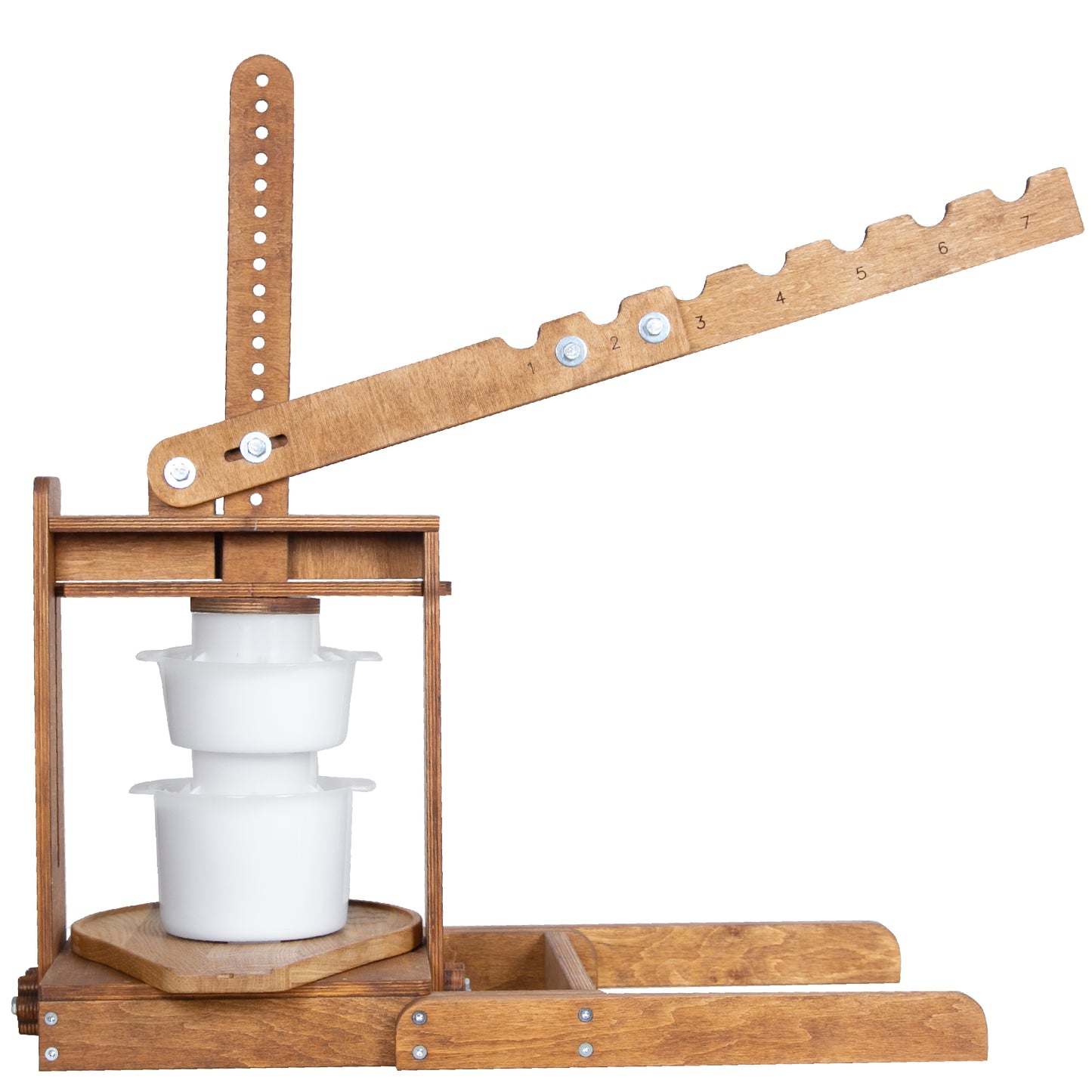 BIG Dutch Wooden Cheese Press - Cheese Making Kit (Wooden Cheese Press with Lever and 2 Cheese Molds 1,3 Qt, 2 Qt, 2 Cheeseclothes)-Cheese Press for Home Cheese Making pressure up to 400 lbs