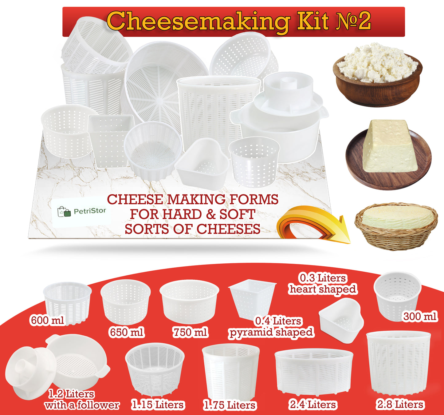 11 pcs Cheesemaking Kit №2 Press Strainer cheese Press Mold