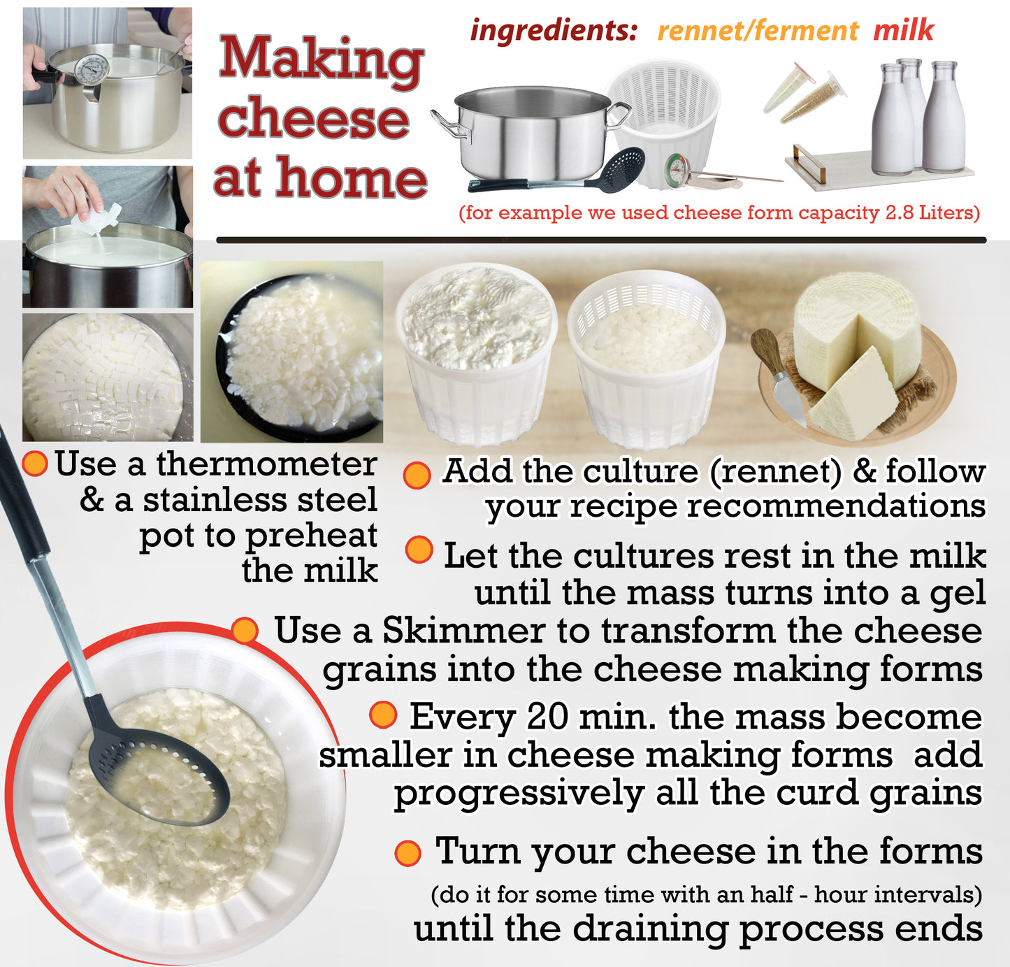 11 pcs Cheesemaking Kit №2 Press Strainer cheese Press Mold