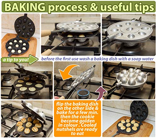 Walnut Cookie (Oreshek) Maker 9 nut Non-stick granite surface Cookies Pastry