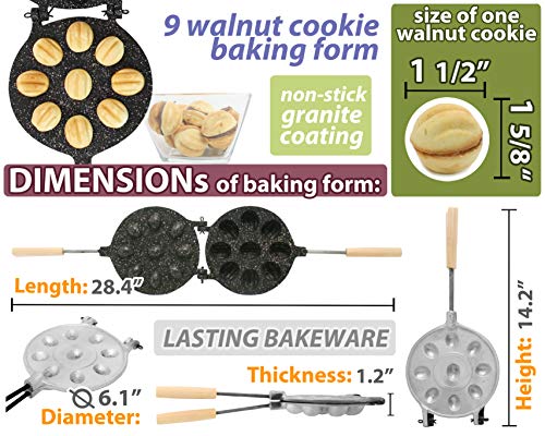 Walnut Cookie (Oreshek) Maker 9 nut Non-stick granite surface Cookies Pastry