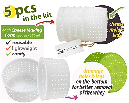 5 pcs Cheesemaking Kit Strainer cheese Basic Cheese Mold 0.65l