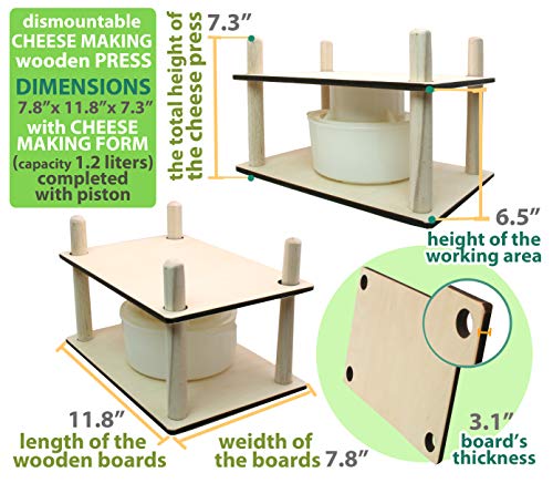 Сheese Making Kit 12 in (Cheese Press + 1 Cheese Making mold 1.2 L)