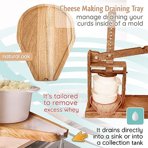 Cheese Making Draining Tray Natural Oak Drip Tray Small 6,8" x 9,8"