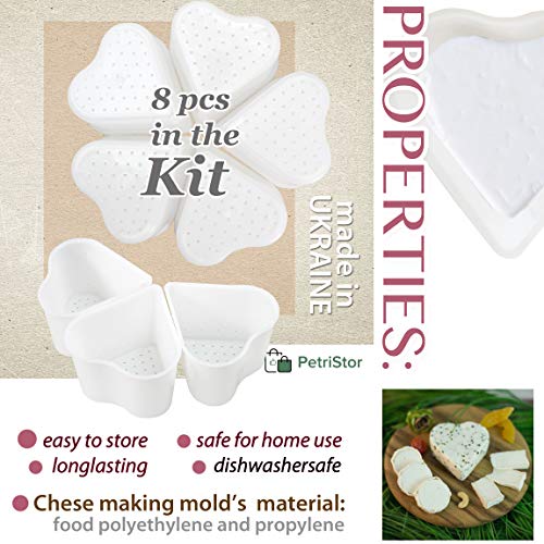 8 pcs Cheesemaking Kit Strainer cheese Basic Cheese Mold Heart 0,3 l