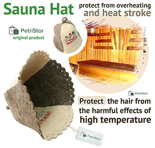Sauna Hat Embroidered Mafia for Man Natural Felt