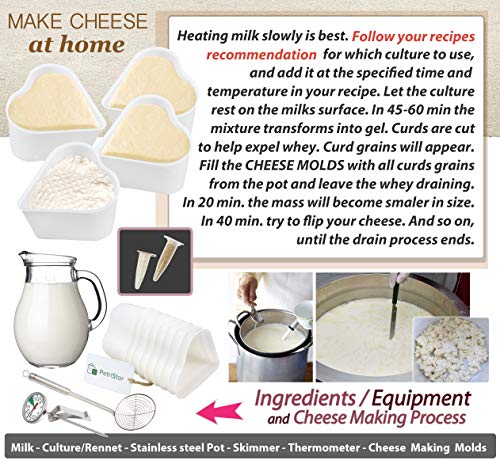 8 pcs Cheesemaking Kit Strainer cheese Basic Cheese Mold Heart 0,3 l