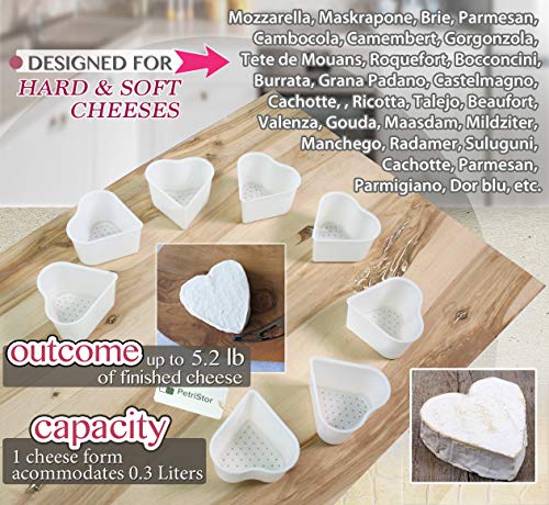 8 pcs Cheesemaking Kit Strainer cheese Basic Cheese Mold Heart 0,3 l