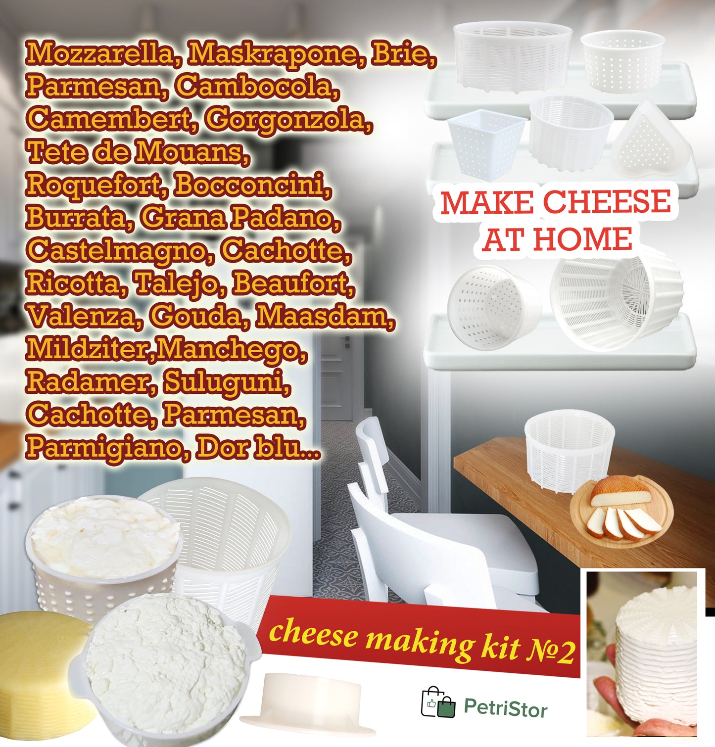 11 pcs Cheesemaking Kit №2 Press Strainer cheese Press Mold