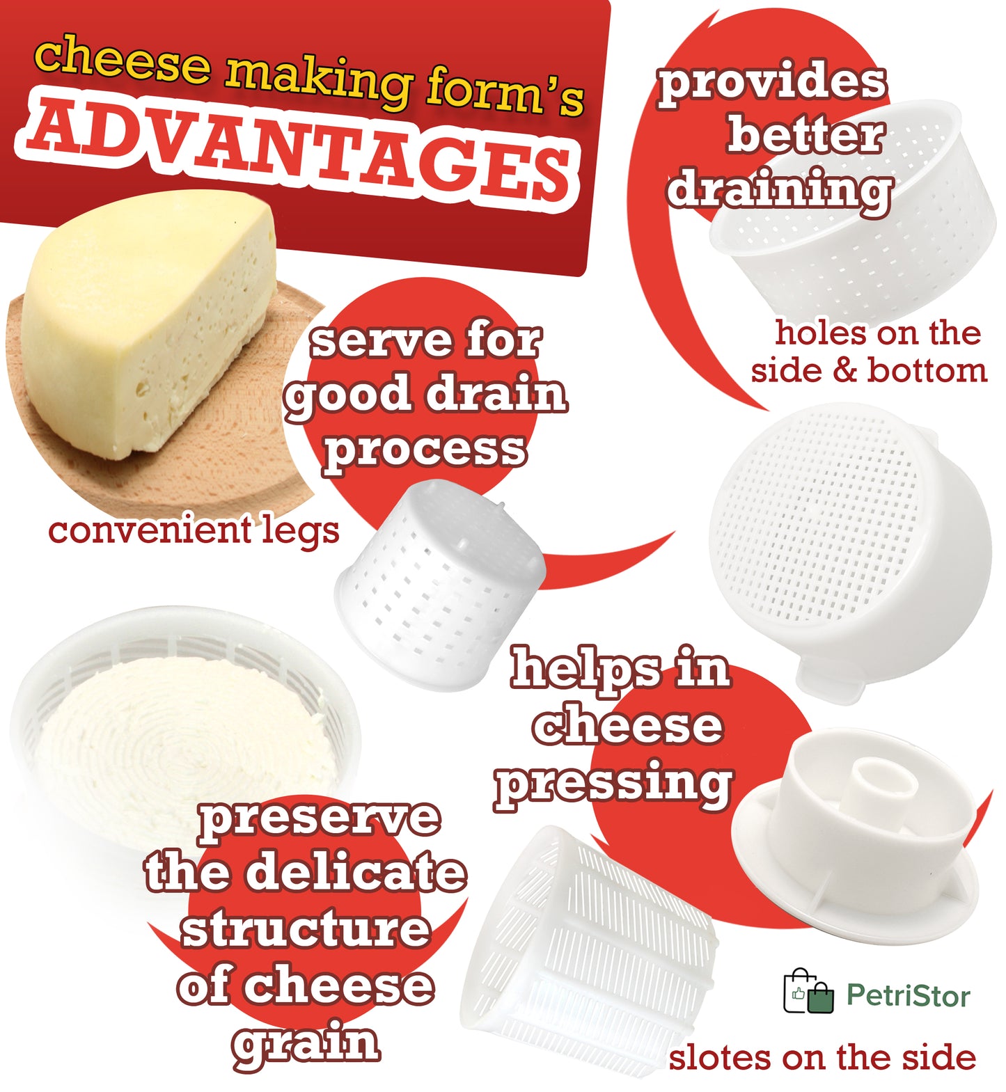 11 pcs Cheesemaking Kit №2 Press Strainer cheese Press Mold