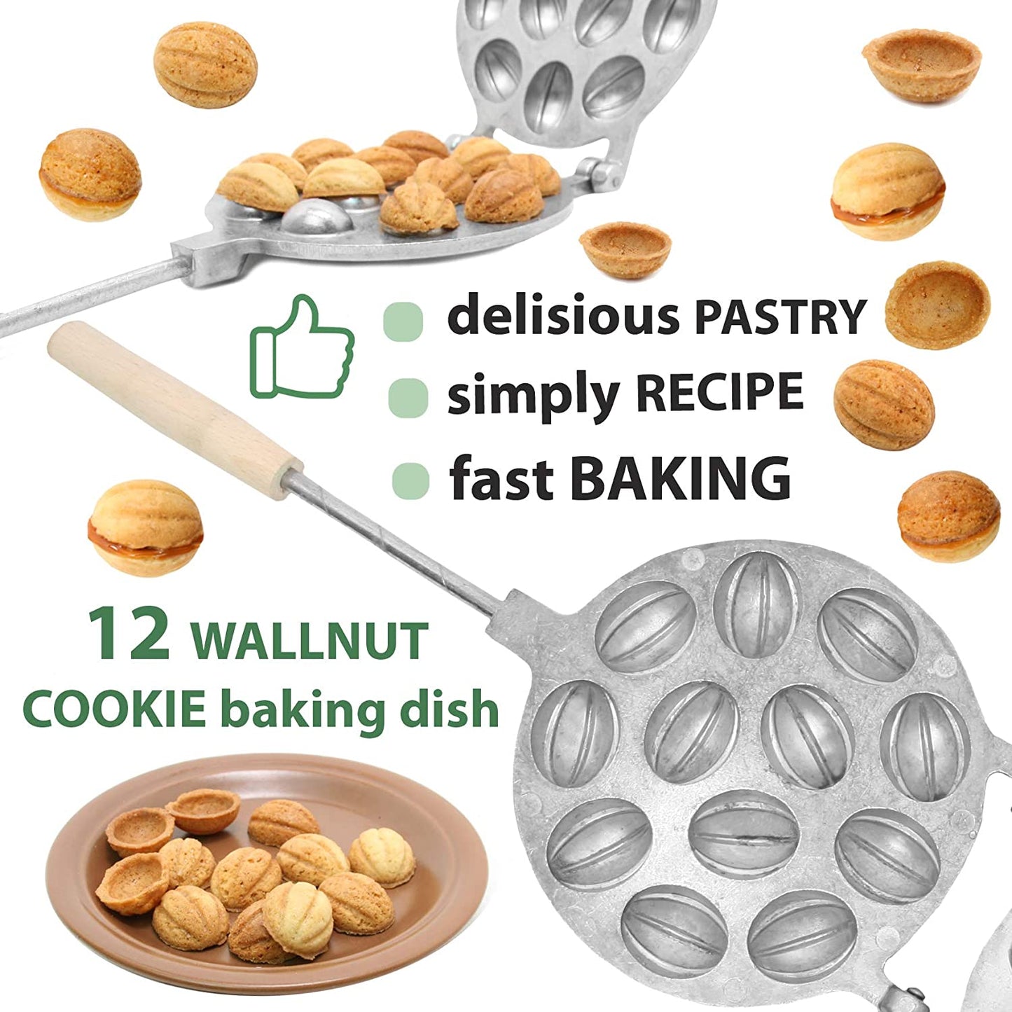 Walnut 12 Cookie Mold (Oreshek) Maker Oreshki Rissian Soviet Cookies by PetriStor