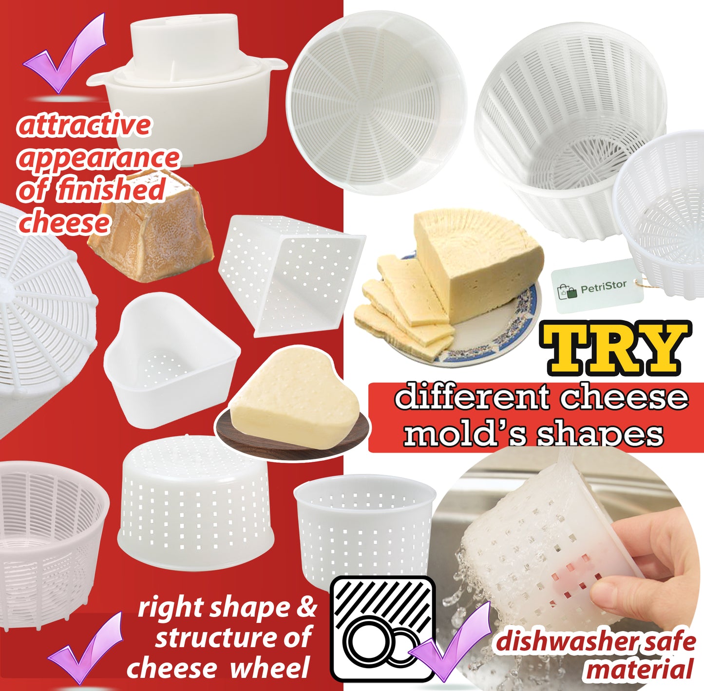 11 pcs Cheesemaking Kit №2 Press Strainer cheese Press Mold