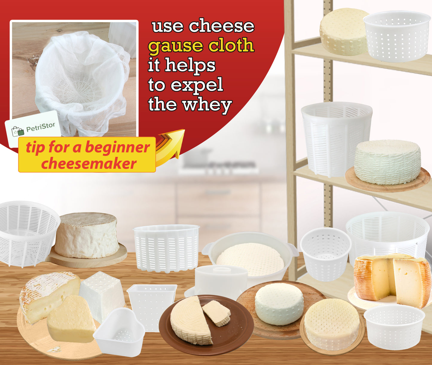 11 pcs Cheesemaking Kit №2 Press Strainer cheese Press Mold