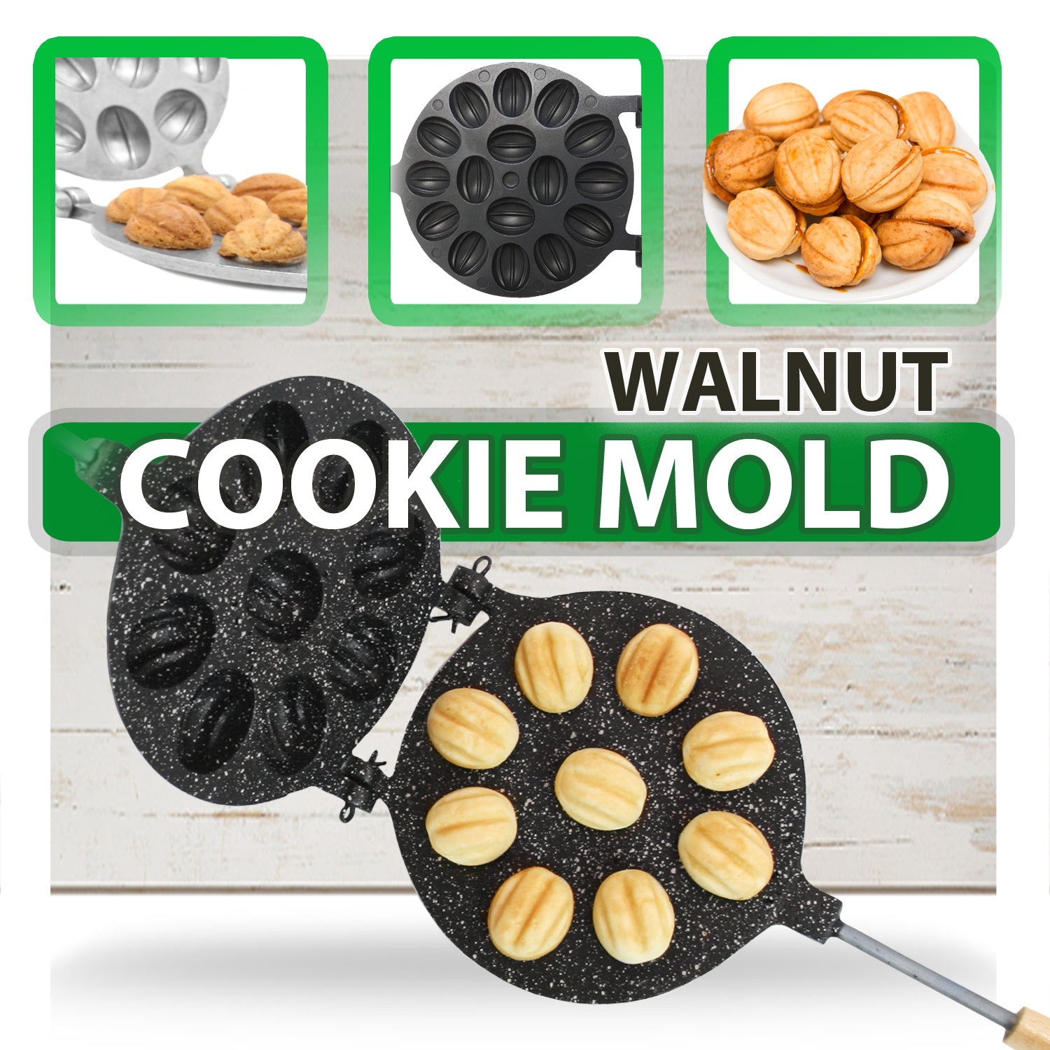 Walnut cookie mold