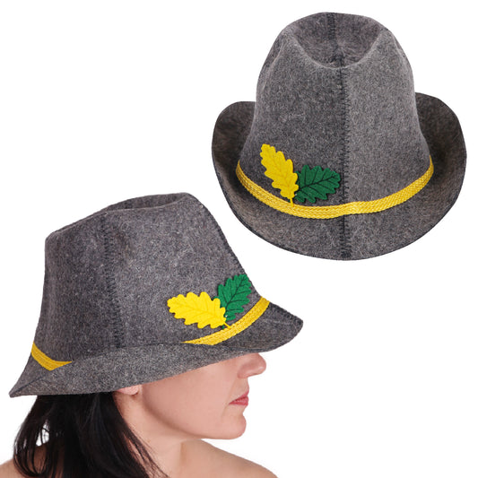 PetriStor Sauna Hat Tyrolean hat - Sauna Hat for Men - Wool Sauna Hat - Sauna Hat for Women - Bathhouse hat - Natural Felt Sauna Cap (Gray)