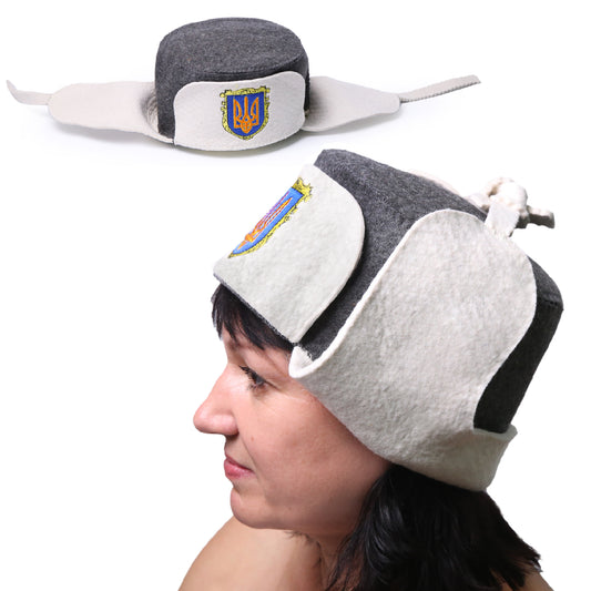 PetriStor Traditional Sauna Hat Earflap - Sauna Hat for Women - Wool Sauna Hat - Sauna Hat for Men - Bathhouse hat - Natural Felt Sauna Cap (White)