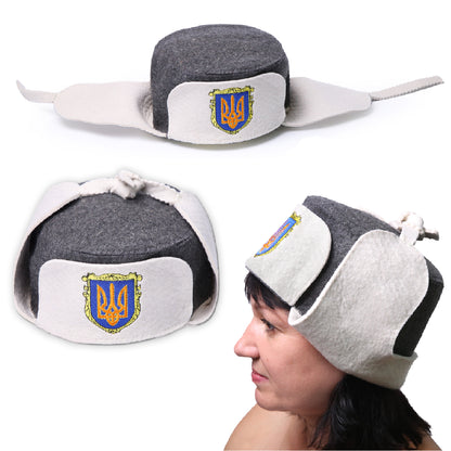 PetriStor Traditional Sauna Hat Earflap - Sauna Hat for Women - Wool Sauna Hat - Sauna Hat for Men - Bathhouse hat - Natural Felt Sauna Cap (White)