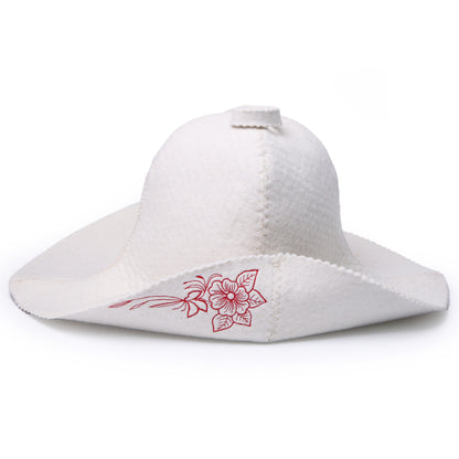 PetriStor Sauna Hat for Women Flower Wool Finnish Bathhouse Natural Felt Cap