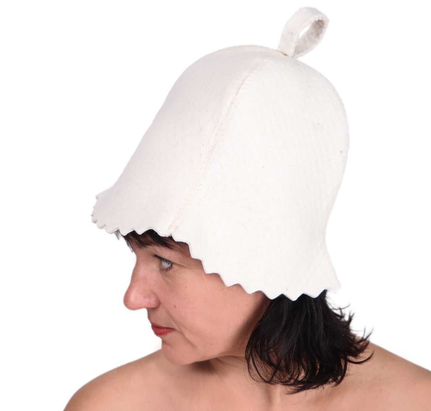 PetriStor Sauna Hat Standard - Sauna Hat for Women - Wool Sauna Hat - Sauna Hat for Men - Bathhouse hat - Natural Felt Sauna Cap (White)