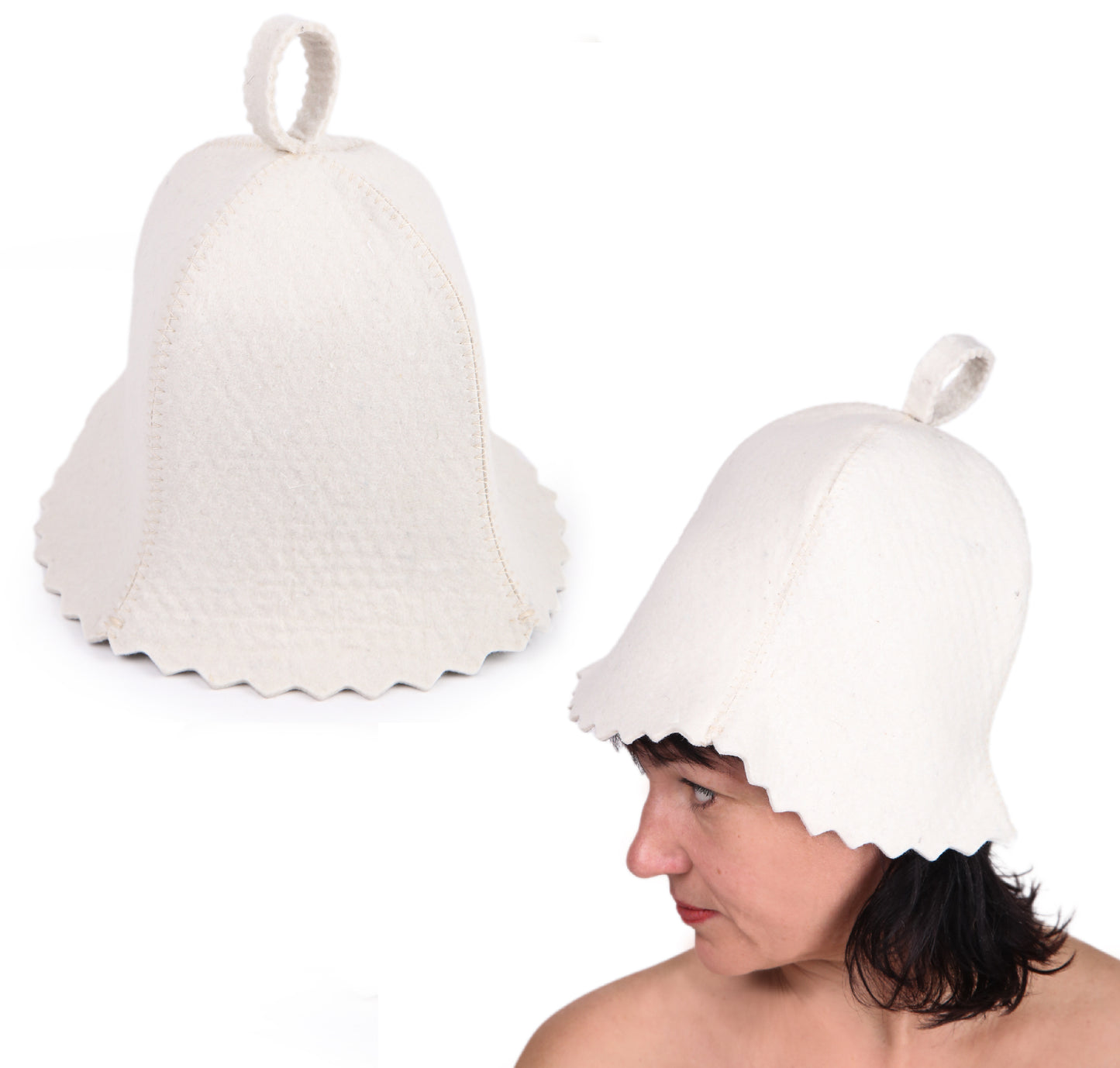 PetriStor Sauna Hat Standard - Sauna Hat for Women - Wool Sauna Hat - Sauna Hat for Men - Bathhouse hat - Natural Felt Sauna Cap (White)