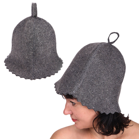 PetriStor Sauna Hat Standard - Sauna Hat for Women - Wool Sauna Hat - Sauna Hat for Men - Bathhouse hat - Natural Felt Sauna Cap (Gray) Size S