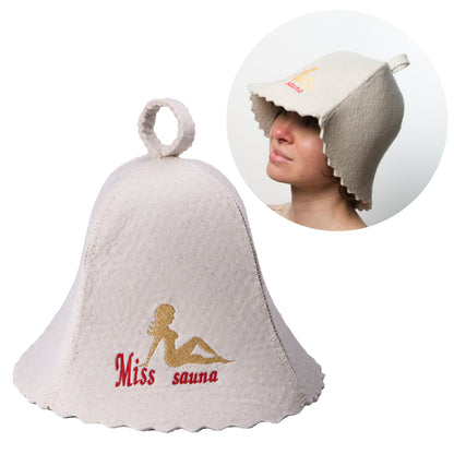 Wool Sauna Hat for Women Miss Sauna Protect Hair - Banya Hat for Men - Felt Wool 100% Natural - Sauna Hair Protector