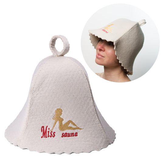 Wool Sauna Hat for Women Miss Sauna Protect Hair - Banya Hat for Men - Felt Wool 100% Natural - Sauna Hair Protector