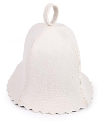 PetriStor Sauna Hat Standard - Sauna Hat for Women - Wool Sauna Hat - Sauna Hat for Men - Bathhouse hat - Natural Felt Sauna Cap (White) Size S