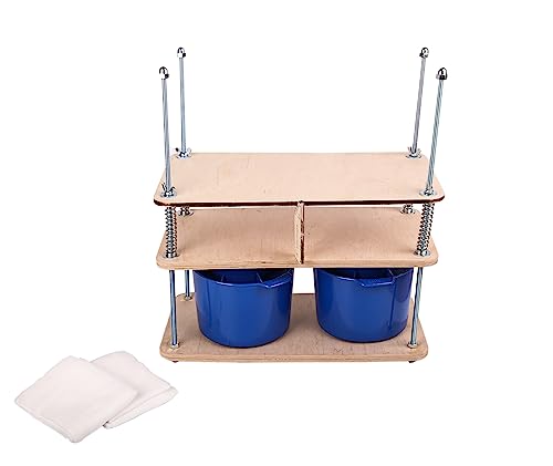 Cheese Press for Cheese Making 16 in - Cheesemaking Kit with Wooden Cheese Press and 2 Cheese Molds 0.48 gal - 1.8 L Blue, Cheesecloth, Springs and measuring scale included