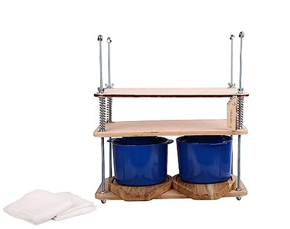 Cheese Press for Cheese Making 16 in - Cheesemaking Kit with Wooden Cheese Press and 2 Cheese Molds 0.48 gal - 1.8 L Blue, Cheesecloth, Springs and measuring scale included