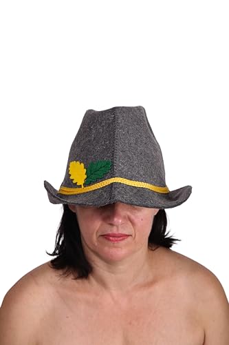 PetriStor Sauna Hat Tyrolean hat - Sauna Hat for Men - Wool Sauna Hat - Sauna Hat for Women - Bathhouse hat - Natural Felt Sauna Cap (Gray)