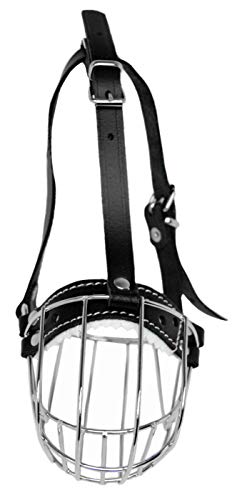 Dog Chrome Metal Muzzles №1 Wire Basket Adjustable Leather Straps