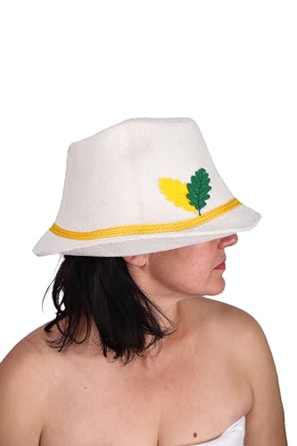 PetriStor Sauna Hat Tyrolean hat - Sauna Hat for Men - Wool Sauna Hat - Sauna Hat for Women - Bathhouse hat - Natural Felt Sauna Cap (White)