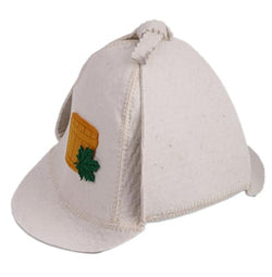 PetriStor Sauna Hat Sherlock Holmes - Sauna Hat for Men - Wool Sauna Hat - Sauna Hat for Women - Bathhouse hat - Natural Felt Sauna Cap (White)