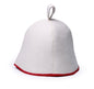 PetriStor Sauna Hat Comfort - Sauna Hat for Women - Wool Sauna Hat - Sauna Hat for Men - Bathhouse hat - Natural Felt Sauna Cap (White with red)