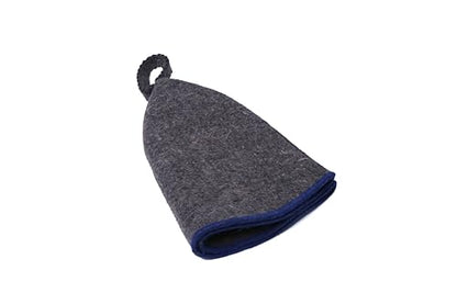 PetriStor Sauna Hat Comfort - Sauna Hat for Women Men - Wool Sauna Hat - Bathhouse hat - Natural Felt Sauna Cap (Gray with Blue) Unisex