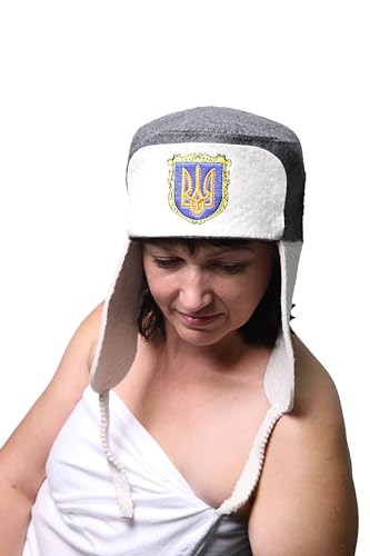 PetriStor Traditional Sauna Hat Earflap - Sauna Hat for Women - Wool Sauna Hat - Sauna Hat for Men - Bathhouse hat - Natural Felt Sauna Cap (White)