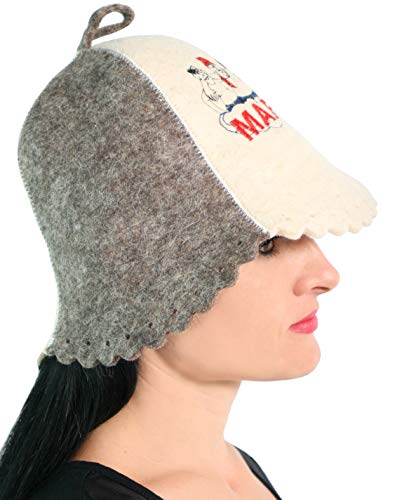 Sauna Hat Embroidered Mafia for Man Natural Felt