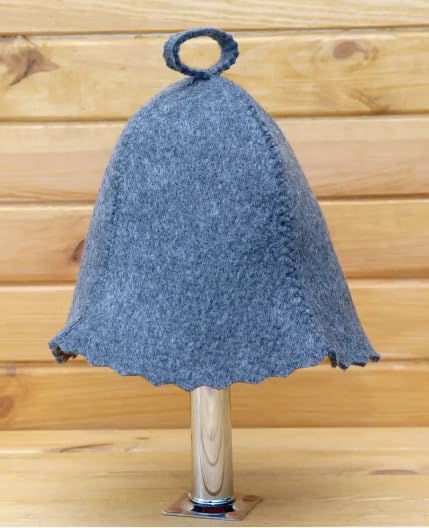 PetriStor Sauna Hat Standard - Sauna Hat for Women - Wool Sauna Hat - Sauna Hat for Men - Bathhouse hat - Natural Felt Sauna Cap (Gray) Size S