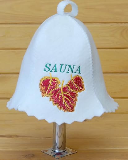 Sauna Hat Birch Leafs - Sauna Hat for Women - Wool Sauna Hat - Sauna Hat for Men - Bathhouse hat - Natural Felt Sauna Cap