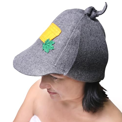 PetriStor Sauna Hat Sherlock Holmes - Sauna Hat for Men - Wool Sauna Hat - Sauna Hat for Women - Bathhouse hat - Natural Felt Sauna Cap (Gray)