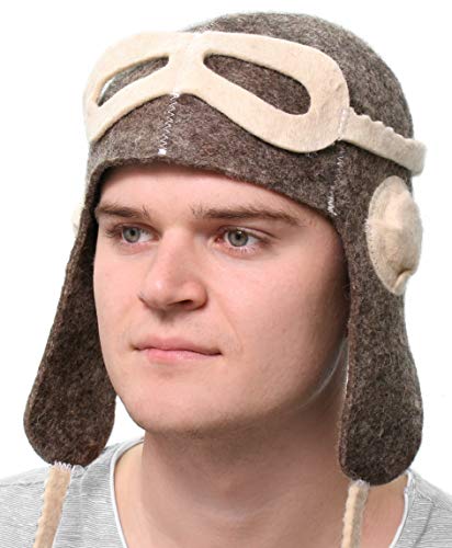 Sauna Hat Pilot/Flyer/Airman for Man Natural Felt 100% Natural