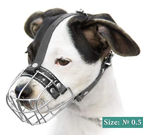 Dog Chrome Metal Muzzles №0.5  Wire Basket Adjustable Leather Straps